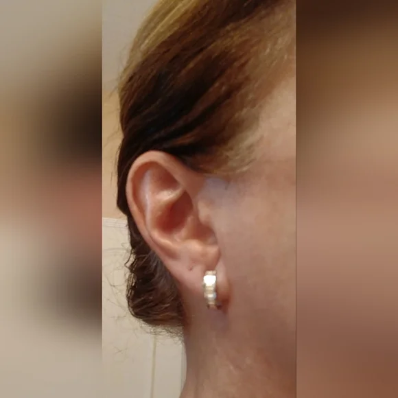 14k White Gold Diamond Baguette Earrings - Picture 7 of 8